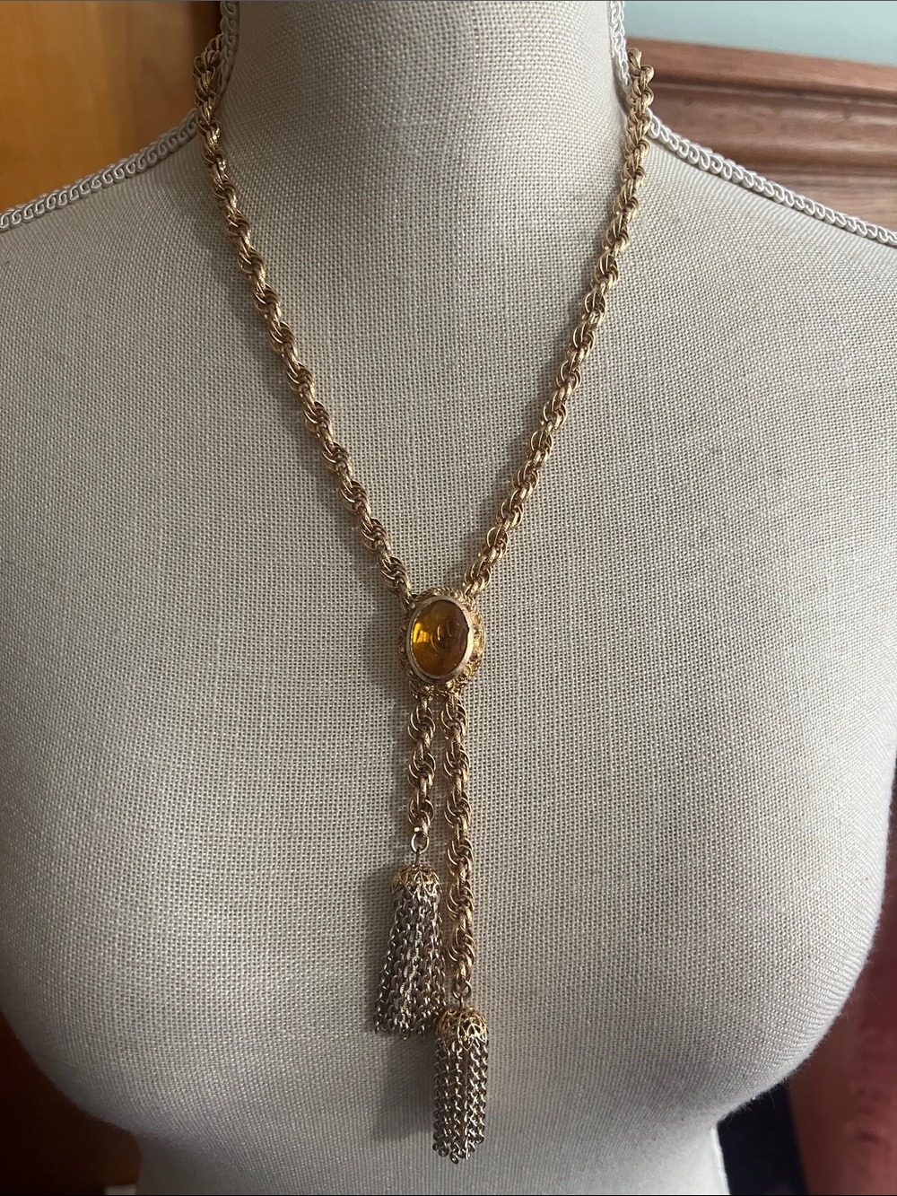 Vintage Gold Chain & Tassel Adjustable Necklace